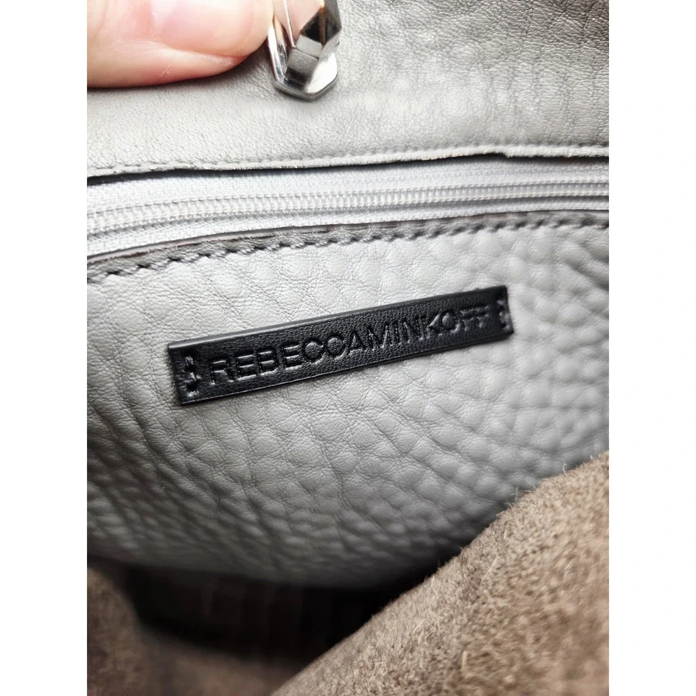 Rebecca Minkoff Bag Grey Leather‎ Silver Bucket Shoulder Pebbled Slouchy Soft
